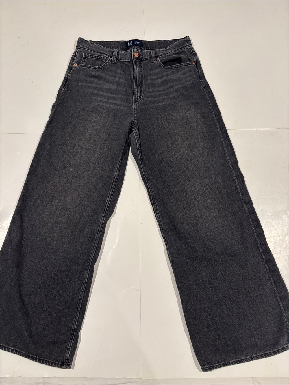 Gap women’s high rise wide leg charcoal wash jeans size 10